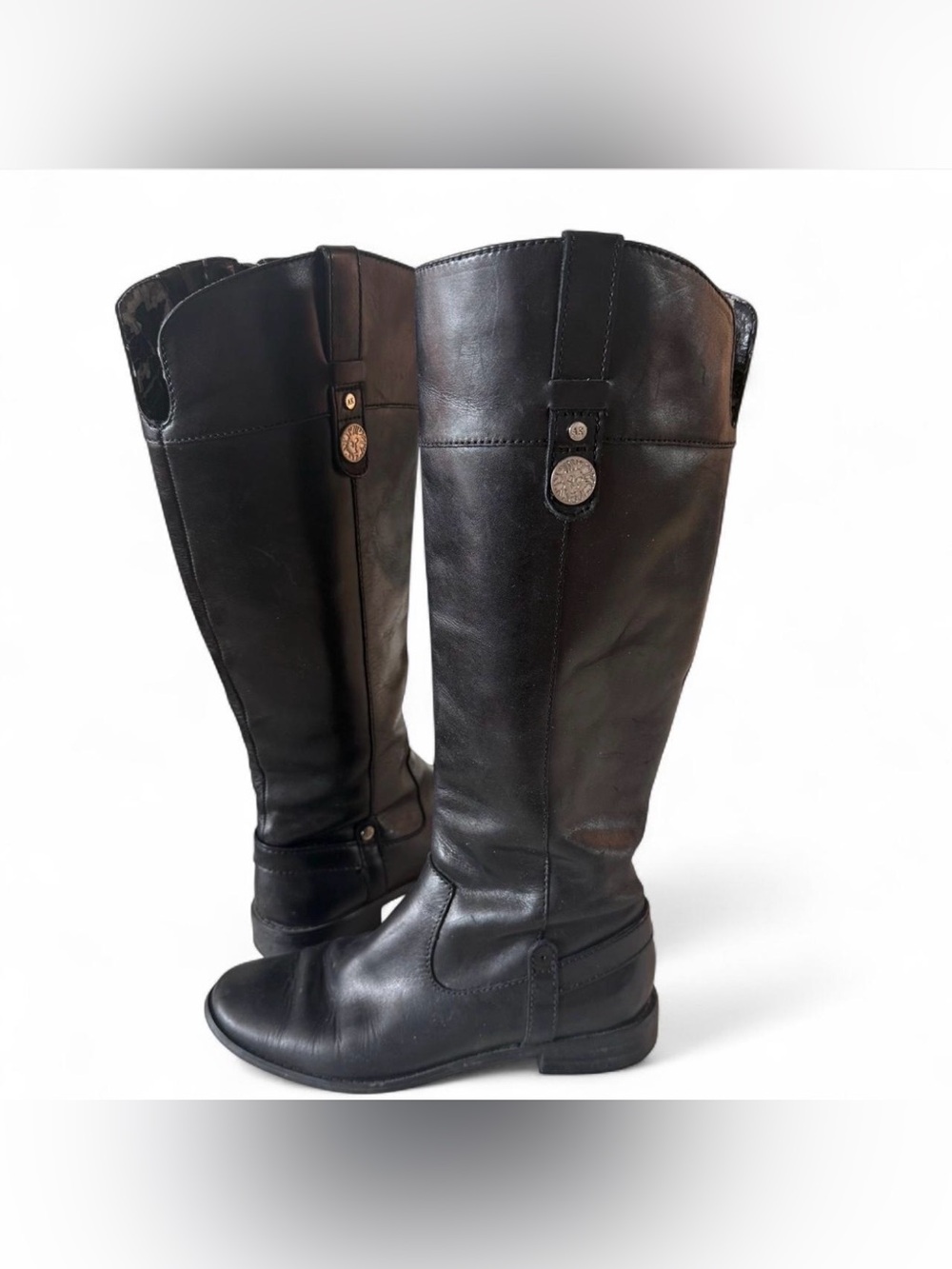 Anne Klein Black Leather Riding Boots Size 6M